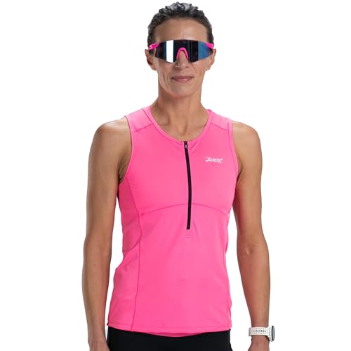 Zoot Women's Core Tri Tank, Performance Triathlon Race Tank Top, UPF 50+ Fabric, Rear Pockets, Mesh Panels, & Cam Lock Zipper