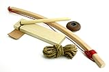 Primitive Fire Bow Drill Fire Starter Kit 7 Piece Set Outdoor Activity Training Natural Wooden Friction Educational Learning Spindles Fire-boards and Jute