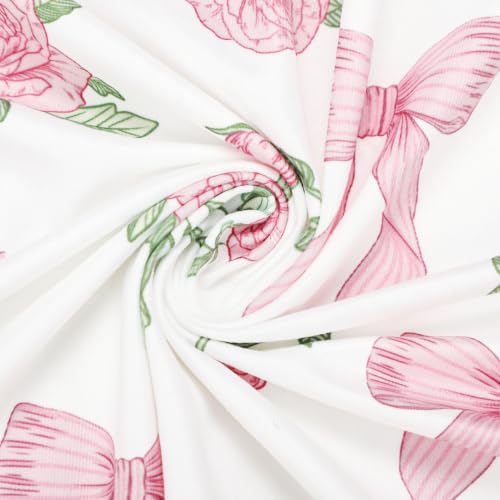 Image of TANOFAR 4-Pack Newborn Swaddle Blanket for Baby Girls & Boys, Ultra Soft Receiving Blankets with Matching Headband and Beanie Set Baby Nursery Swaddle Wrap, Flower Bow