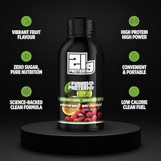 Fusion Protein Ready to Drink - 21g High Protein Zero Sugar Drink Mix in Lime Berry Flavor, Healthy Drinks for Muscles, Low Calorie Meal Replacement Shakes for Women and Men - 100ml Bottle, Pack of 12