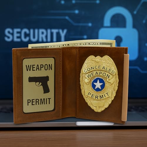 USA RFID Leather Slim Thin Bifold ID Money Wallet Oval Shape Badge Holder (Tan)2