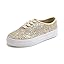 Light Gold Glitter Laceup Platform