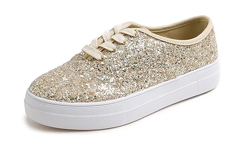 Image of FEVERSOLE Women's Fashion Dress Sneakers Party Bling Casual Flats Embellished Shoes