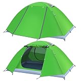 2 Person Camping Tent Waterproof, Double Layers Backing Tent Aluminum Pole with 2 mesh Door & 2 mesh