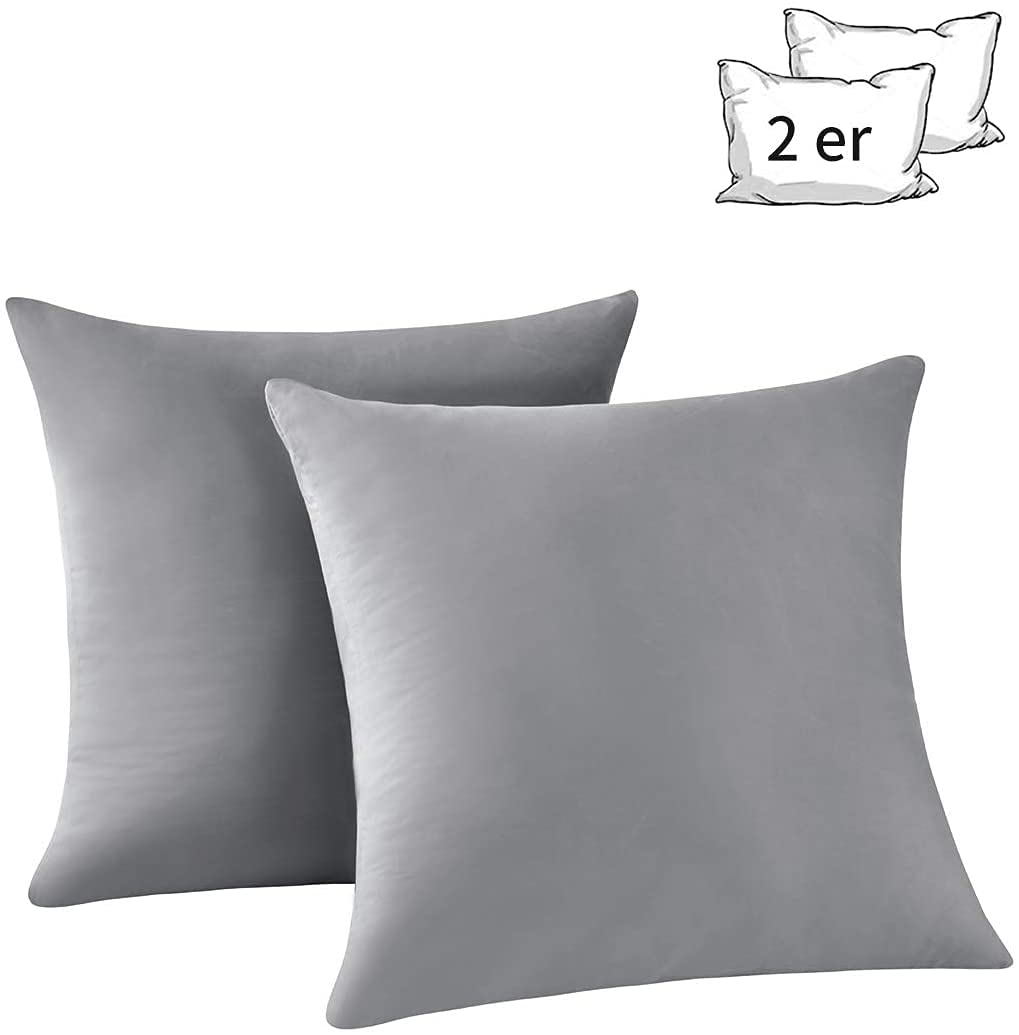 ATOOTFUSIONCushion Filler, Soft Comfortable Microfibre, Bed Linen Double Cushion, Decorative Cushion for Sofa, Car, Bedroom, 2 Count Cushion (60X60 cm, Light Grey)