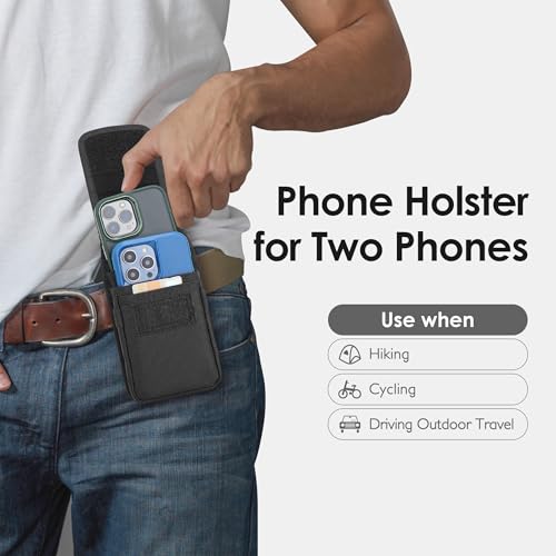 Gcepls Dual Handytasche für Herren, Große Nylon Gürteltasche für 2 Smartphones, Gürtelschlaufe, für iPhone (16 15 14 13 12 11) Pro Max/Plus, Samsung Galaxy (S24 S23 S22 S21 S20) Ultra