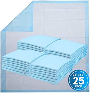 Healqu Disposable Underpads - 24x36 - Pack of 25, Super Absorbent Incontinence Bed Pads for Adults, Kids, Elderly, and Pets - Fluid and Urine Bed Protection - Large, Thick, Fluff and Polymer Chux