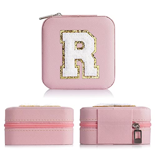 Yqljew Small Jewelry Box For Girls, Travel Initial Jewelry Box For Girls | Small Jewelry Organizer Box | Travel Jewelry Case Jewelry Box Organizer | Mini Travel Jewelry Box-Initial R #TOP2