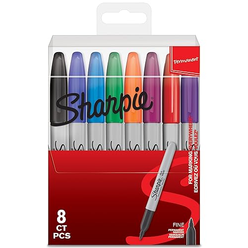 Sharpie marqueurs permanents | pointe fine | assortiment de couleurs | lot de 8
