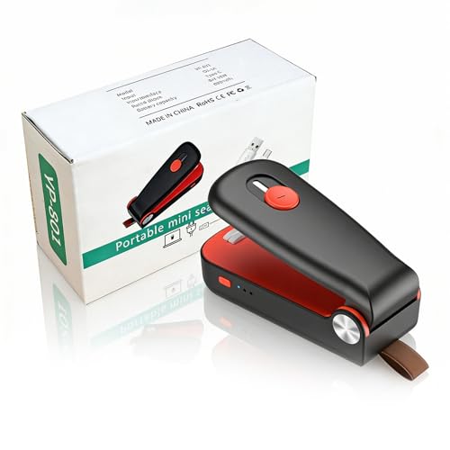 NEATEST Mini Bag Sealer, Upgraded USB Rechargeable 3 Heat Levels Chip Bag Sealer Black