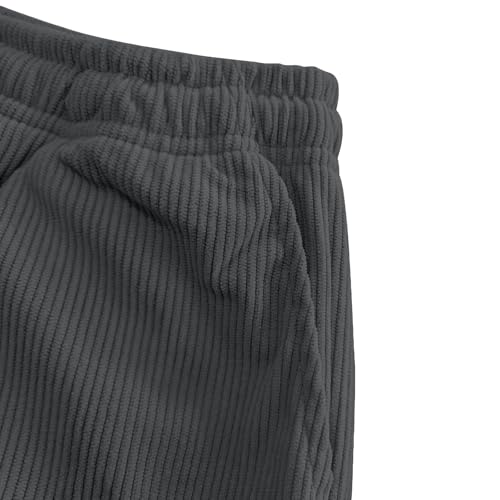 Drynmoc Mens Corduroy Pants Baggy Casual Fashion Loose Fit Pant Wide Leg Straight Sweatpants Elastic Waist Drawstring Trouser Grey - image 6