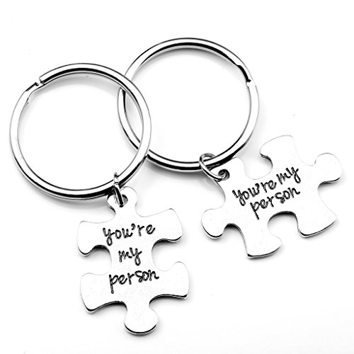 Jovivi Portachiavi ciondolo “You're My person” argento forma di Puzzle Amore Amicizia porta chiave per uomo e donna Fidanzati