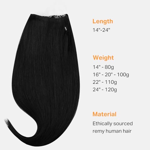 Image of DOORES Long Beaded Extensions for Adding Hand Tied Weft, 24 Inch 120g Nutural Black Remy Hairs Micro Beaded Bundles for Women