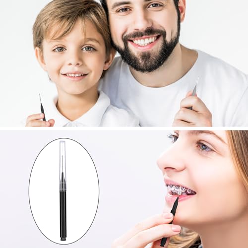 Image of Patelai 100 Pcs Braces Dental Brushes,Black, White, Gray,Mixed Size