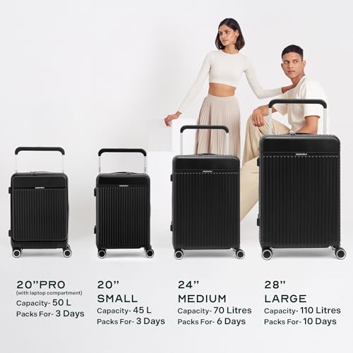 Image of Assembly Rover Trolley Bag Set of 3 20, 24, 28 Inch Hard Shell Polycarbonate Luggage Set Wide Trolley Design with TSA Lock 8 Spinner Wheels, Black