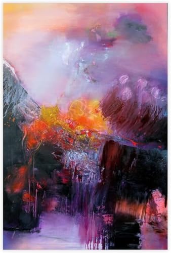 油絵原画抽象画北欧ポップピンクアートインテリアカラフルF4