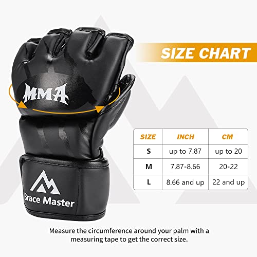 Brace Master Mma Gloves Ufc Gloves Boxing Gloves For Men Women Leather More Paddding Fingerless Punching Bag Gloves For Kickboxing, Sparring, Muay Thai And Heavy Bag (Black, Large) #TOP3