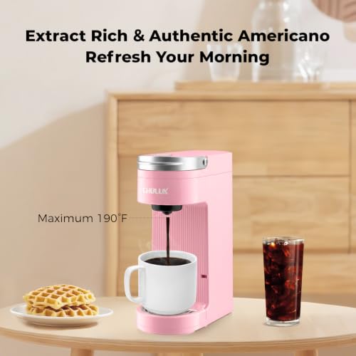 Image of CHULUX Slim Single Serve Coffee Maker for K Cup Pod for Small Spaces, Pink