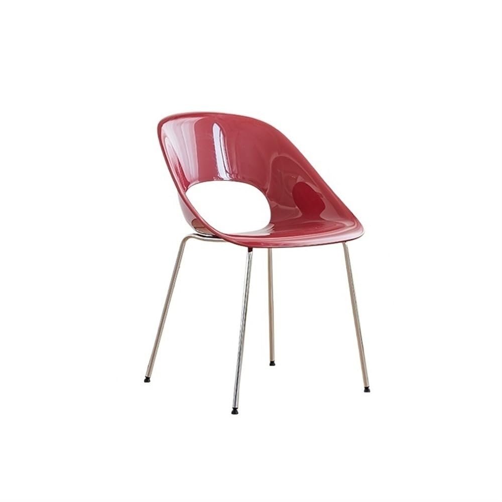 Stool, Modern Mid-Century Dining Chair Plastic for Kitchen with Metal Legs for Living Room Bedroom Vanity(Red)