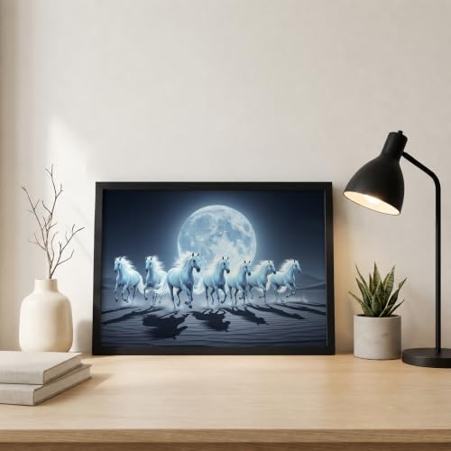 Image of Suneree 7 Horse Vastu Wall Painting (Landscape Collection) (Natural, Design 18, 33L x 25W cm)