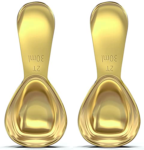 Balci - Stainless Steel Coffee Scoop Set (2&2 Tablespoon, 30Ml And 30Ml) Exact Measuring Spoons For Coffee, Tea, Sugar, Flour And More! - Gold … #TOP29
