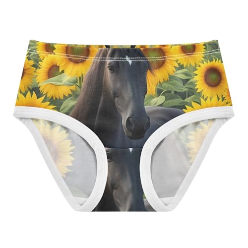 Cotton Girls Underwear Toddler Black Horse Sunflower Field Girl Panties Cute Fun Print Kids Undies Briefs 2t