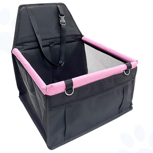 猫のカーシート - 小さなペット用のソフトサイドペット旅行箱、調整可能な安全ハーネス|通気性メッシュウィンドウを備えた取り外し可能なキャリア、子犬のための車の乗り物の必需品、安全なペット旅行のゆりかご