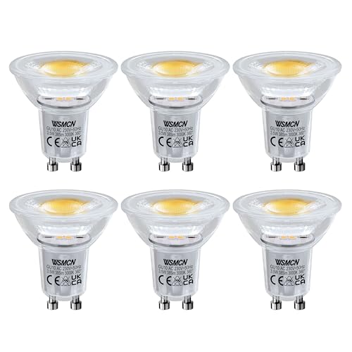 WSMCN GU10 LED Warmweiß Lampe, 3.5W Ersetzt 50W Halogen Leuchtmittel, 3000K 385lm Reflektorlampe, AC 230V Flimmerfrei Strahler, 38° LED Spot und 360°Abstrahlwinkel Birnen, Nicht Dimmbar, 6 Stücke
