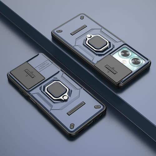 SORAKA Case for Oppo A79 5G with Ring Holder and Slide Camera Cover Oppo A79 5G Case with Metal Plate for Magnetic Car Mount Double-Layer Protective case in Hard PC and Soft TPU Blue