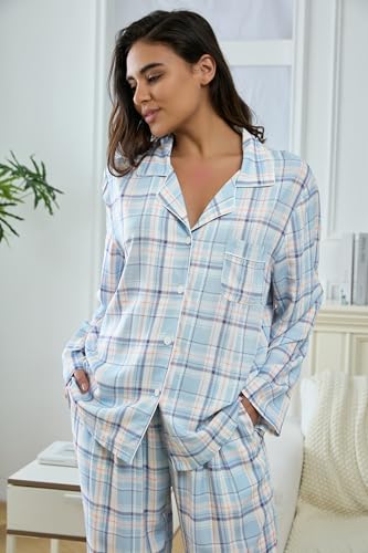 Image of YiNi LuLu Womens Pajamas Set 2 Piece Long Sleeve Sleepwear Button Down Pjs Lounge Set Nightwear with Pockets