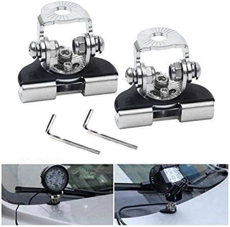 AutoTime LED Light Bar Mounting Brackets, Adjustable Universal Stainless Steel Pillar Hood Led Work Light Mount Clamp Holder for Jeep Truck SUV Truck Sedan Hatchback Wagon Without Drilling (2Pack)