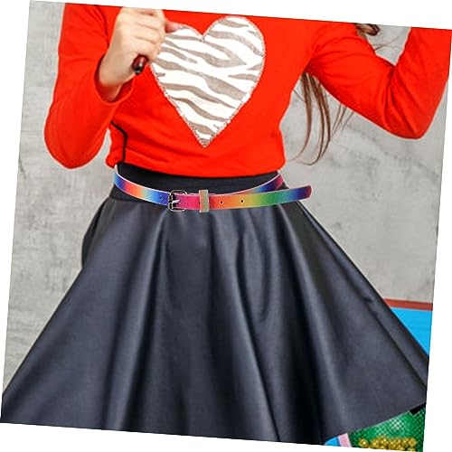 4pcs Boy Girl Heart Shaped Glitter Belts Pu Leather Waist Belts for Girls Dresses Pants School Uniforms Rainbow3