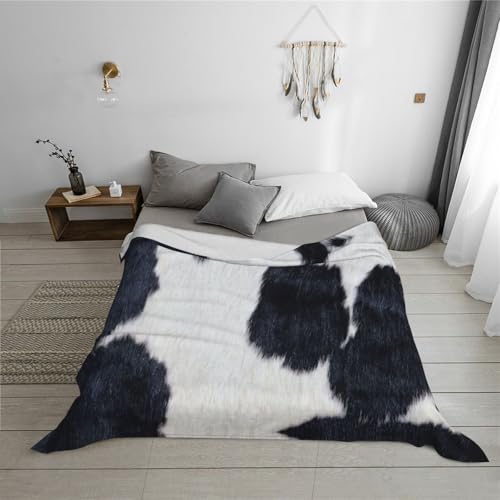 Couverture de lit en flanelle douce aspect peau de vache