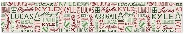 Personalization Universe Holiday Repeating Name Personalized Christmas Table Runner- 16" x 96"