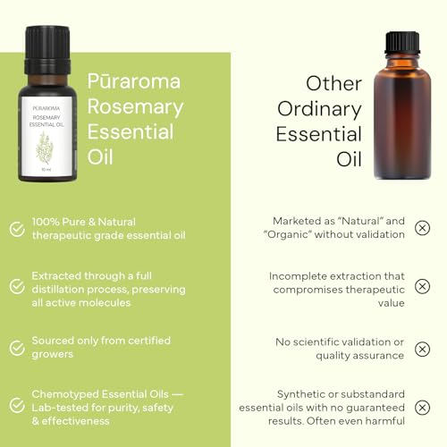 Image of Rosemary Essential Oil 10ml | Pure & Therapeutic Grade | Stimulates Hair Growth & Prevents Dandruff | Eases Nasal Congestion & Muscle Soreness | Aids Digestion & Reduces Bloating | Ideal for Diffuser & DIY Blends