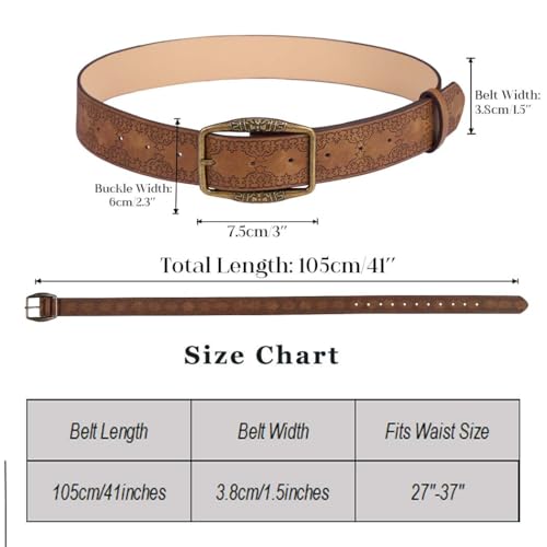 Western Cowgirls Belt for Women Vintage Buckle Leather Belts Men Cowboys Jeans Waist Belt4