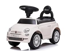 Primi Passi Macchinina Cavalcabile Fiat 500 per Bambini da 12 a 36 Mesi con Suoni e Clacson Sistema Antiribaltamento Vano Portaoggetti Schienale Gioco per Imparare a Camminare (Bianco)