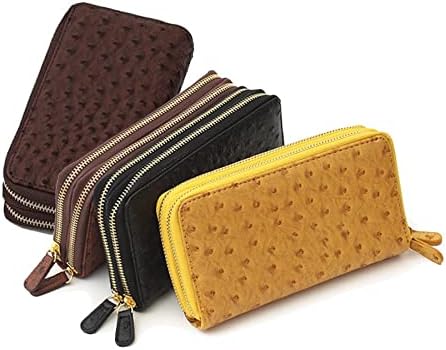 Amazon Co Jp ダブルファスナー ラウンドファスナー 長財布 オーストリッチ 型押し レザー調 大容量 メンズ 男性 たっぷり収納が出来る便利なロングウォレット イエロー ファッション