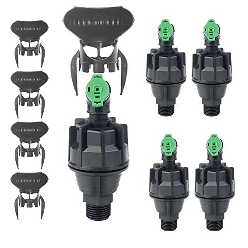 [Pack 5] Aspersor rotativo de riego súper 10 + Deflector 180º - Rosca 1/2 Macho. Aspersor rotativo 360 con Alcance hasta 10m - Microaspersor 360 2.5 a 4 Bar. Aspersor de riego Boquilla Verde