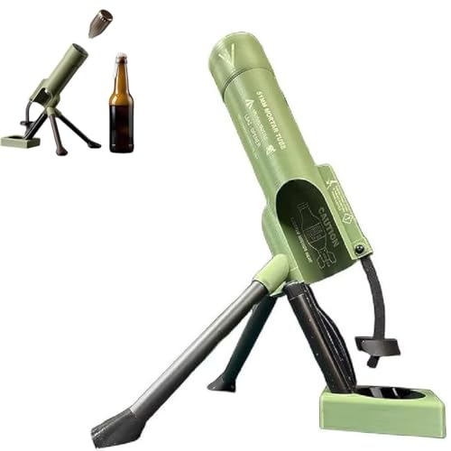 Beer Bottle Mortar Bottle Opener, Heavy-Duty Tactical Cap Launcher with Tripod Stand, Hands-Free Push Down Beer Opener Gadget fo
