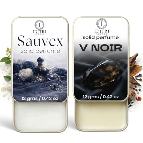Image of IDITRI EXPORT Solid Perfume |V Noir&Sauvex Alcohol Free Wax Perfume Balm, Long Lasting | Pocket Tin 12g, Pack Of 2| Non Greasy Smooth Glide, Travel Friendly Men And Women