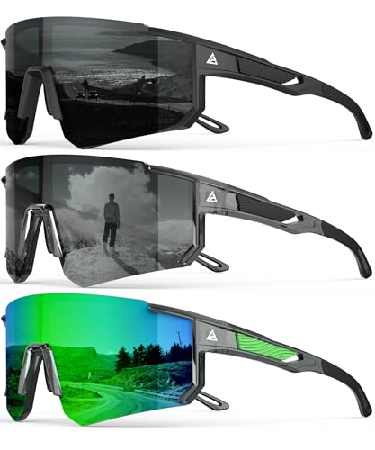 Image of Polarized Sports Sunglasses for Men Women, UV400 Protection Mens Sunglasses Wrap Around Sun Glasses for Cycling Running