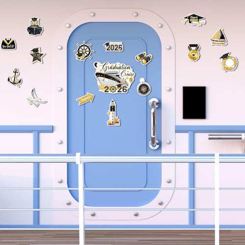 16 imanes decorativos de graduación negro y dorado miniatura 5