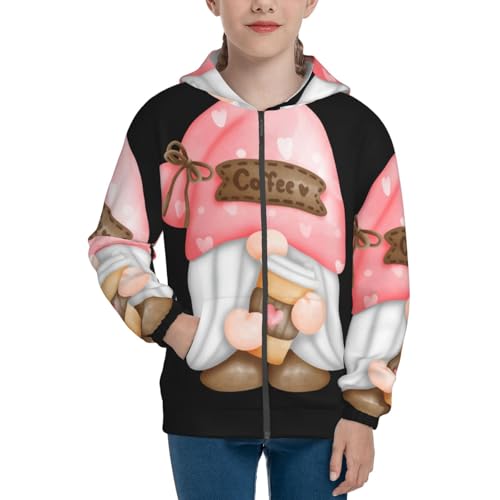 Coffee Gnome Kids Pullover Hoodies Boys Zip Up Sweatshirts Girls Athletic Clothes with Pocket3
