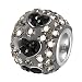 Produktbild ANDANTE-Stones 925 Sterling Silber Kristall Strass Bead Charm (Anthrazit Schwarz) Pavé mit CZ Zirkonia und Herzen - Element Kugel für European Beads + Organzasäckchen