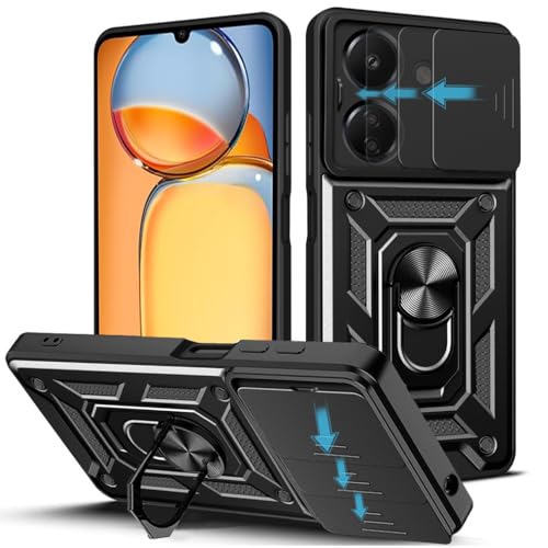 Yohii Handyhülle Für Xiaomi Poco C65 / Redmi 13C – Mit 360° Ring-Ständer, Kameraschutz, Inkl. 2 Schutzfolien
