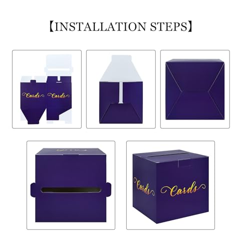 Image of HEIPINIUYE Purple Card Box for Party Gift Card Box Holder Envelope Box for Graduation Wedding Birthday Baby Shower Party Raffle Box