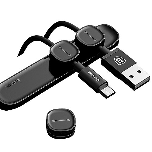 Guojia Cable Clip Holder,Magnetic Cable Clips,Desktop Cord Management,Multipurpose Cord Organizer with 3-Pack Cable Buckles for TV PC Home Office(Black)