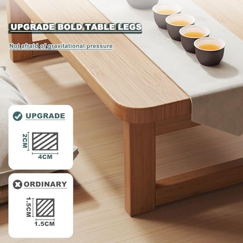Table basse pliante bambou grand format pour plateau de lit et ordinateur portable
