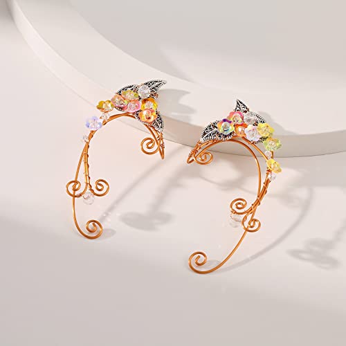 Elf Ear Fairy Cuffs Non Piercing Handmade Colorful Flower Copper Earrings For Women #TOP2
